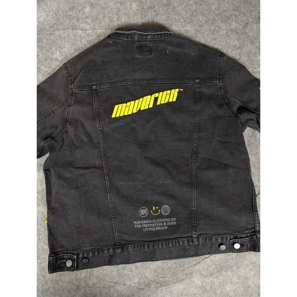 Logan Paul WWE Maverick Clothing Co Men‎ Washed Black Graphic Denim Jacket